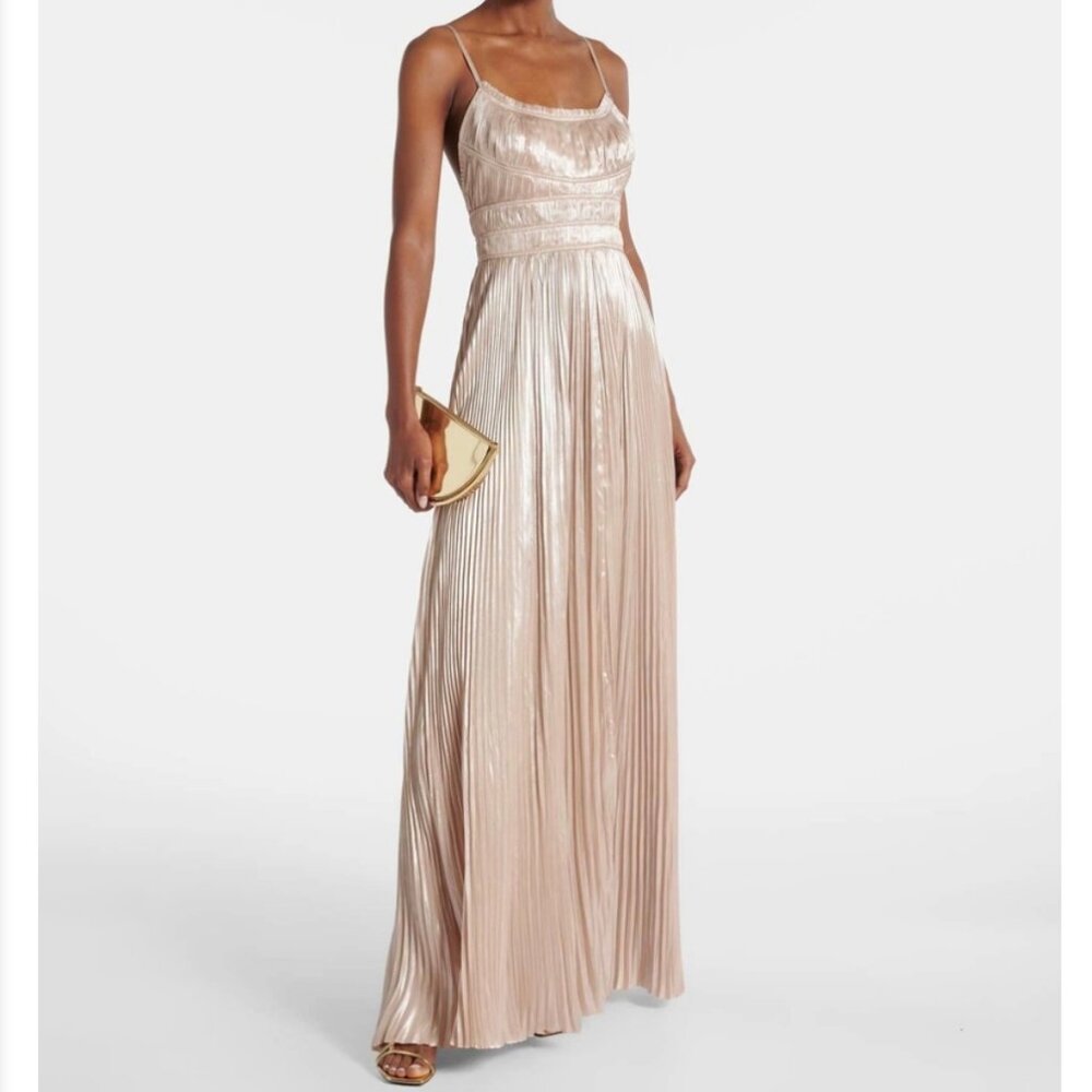 Ulla Johnson Reine Plisse" Satin Gown in Opal